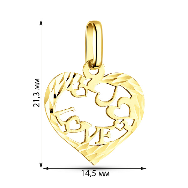 Кулон из желтого золота Love (арт. 424923/1ж) – изображение 2