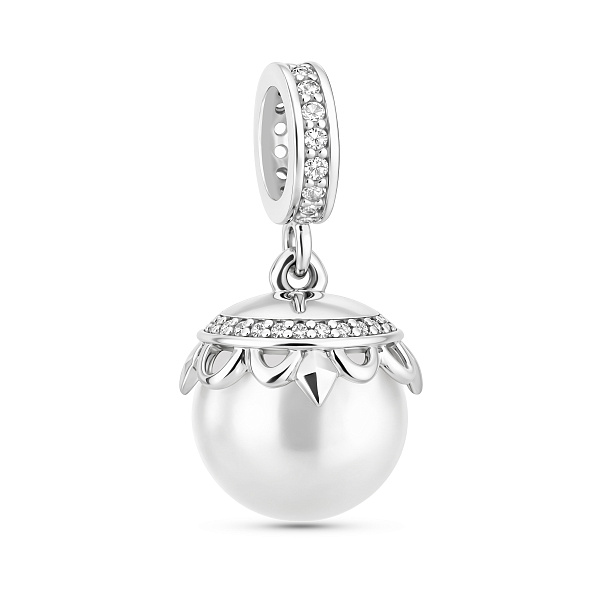 Серебряная подвеска с жемчугом и фианитами (арт. 7503/829жбП) – изображение 1