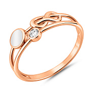 Фото Кольцо из красного золота с эмалью и фианитом (арт. 140964еб)