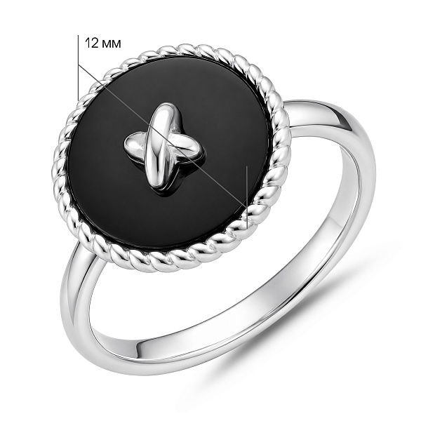 Серебряное кольцо с ониксом (арт. 7501/8877о) – изображение 2