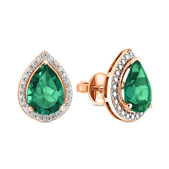 Серьги из красного золота с кварцем и фианитами (арт. 111249Пз)