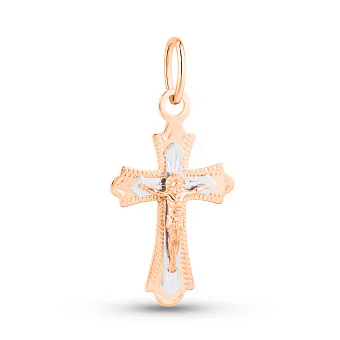Крестик из красного золота с распятием (арт. 520501)
