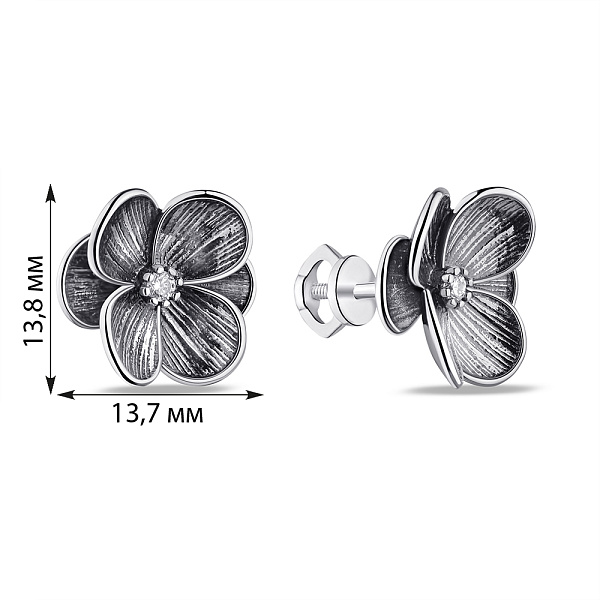 Серебряные серьги Цветок с фианитами (арт. 7918/2911) – изображение 2