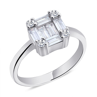 Каблучка срібна з розсипом фіанітів  (арт. 7501/5835)