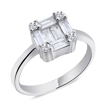 Кольцо серебряное с россыпью фианитов  (арт. 7501/5835)