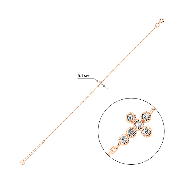 Браслет з червоного золота з діамантами (арт. Б011505) – зображення 2