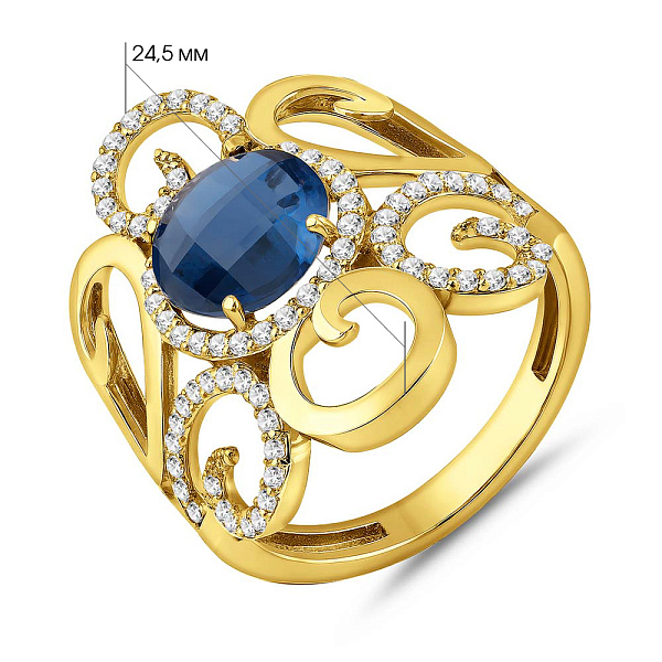 Массивное золотое кольцо с кварцем (арт. 152697жПкс) – изображение 2