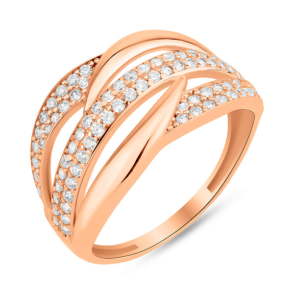 Массивное золотое кольцо с фианитами (арт. 156506) – изображение 1