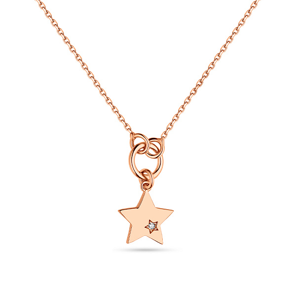 Колье из красного золота "Звезда" с фианитом (арт. 352191) – изображение 1