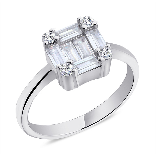 Кольцо серебряное с россыпью фианитов  (арт. 7501/5835) – изображение 1