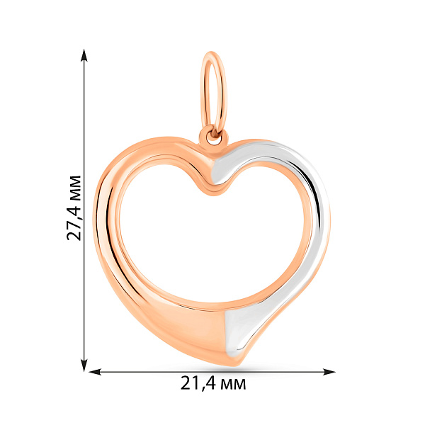 Золотой кулон Сердце с родированием (арт. 424839р) – изображение 3
