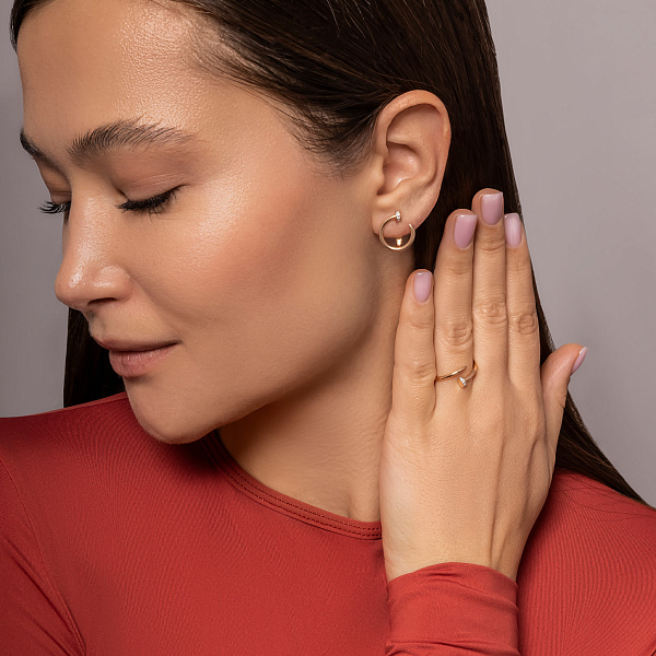 Каблучка з золота Цвях з фіанітами (арт. 141175) – зображення 5