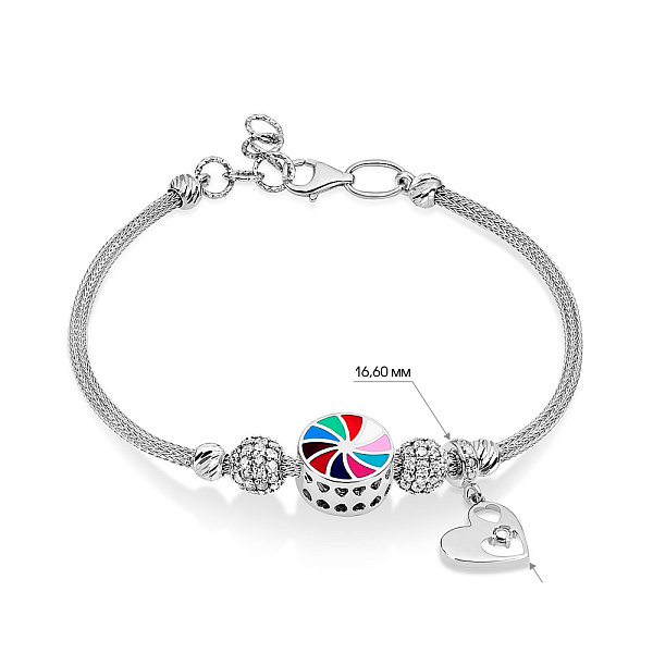 Браслет золотой с эмалью и фианитами (арт. 325073беП1) – изображение 2