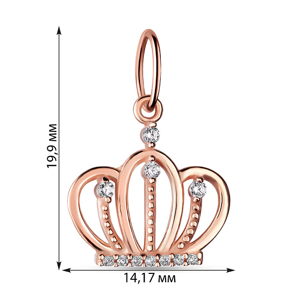 Золотая подвеска Корона с фианитами (арт. 421590) – изображение 2