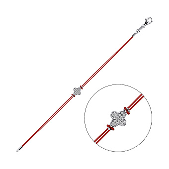 Серебряный браслет Клевер с шелковой нитью (арт. 7309/5058/8к)