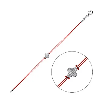 Серебряный браслет Клевер с шелковой нитью (арт. 7309/5058/8к)