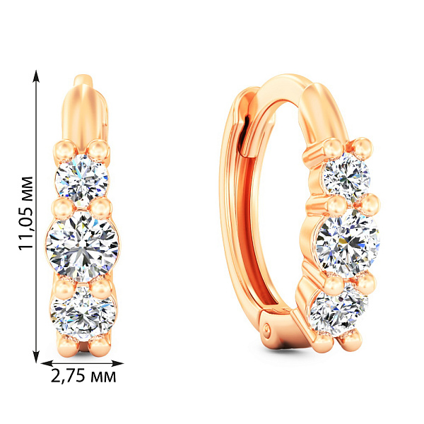 Детские золотые серьги с фианитами (арт. 1101114) – изображение 2