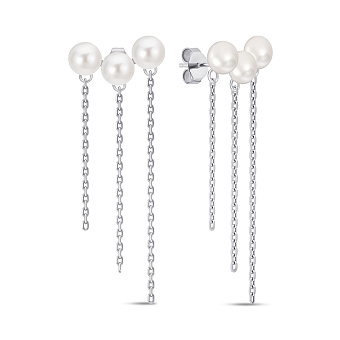 Серьги-пусеты из серебра с жемчугом (арт. 7518/7151жб)