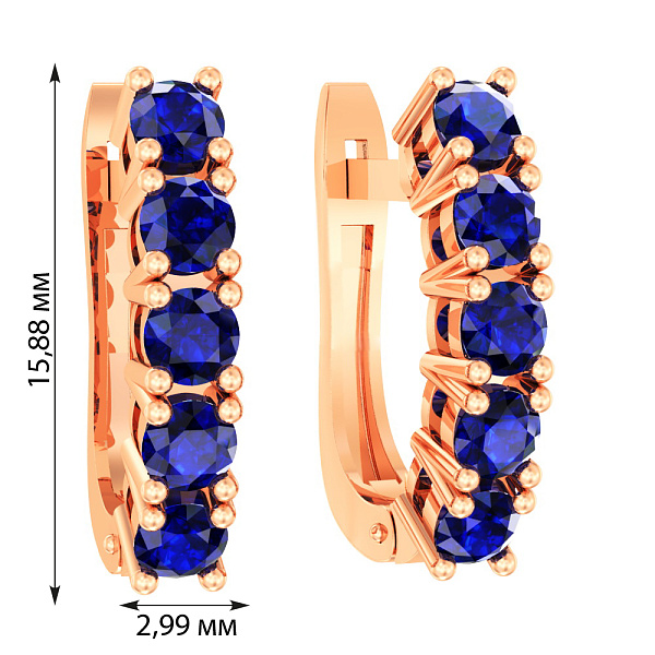 Золоті сережки з сапфірами (арт. 111027Пс) – зображення 2