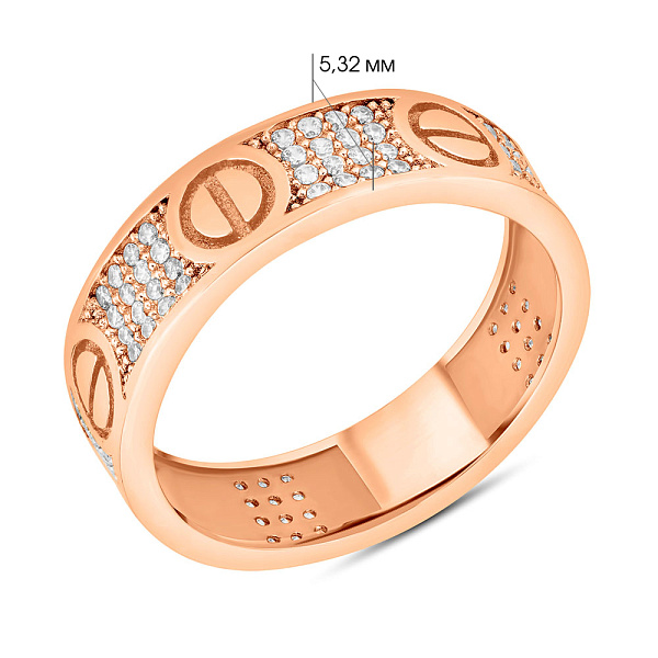 Кольцо из красного золота с фианитами (арт. 153869) – изображение 4