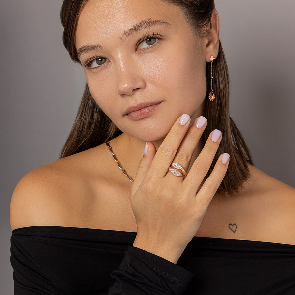 Золотое кольцо с фианитами (арт. 156503) – изображение 3