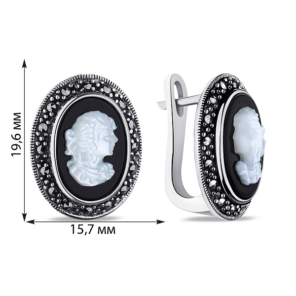 Сережки зі срібла з перламутром (арт. 7402/9144мркоп) – зображення 2