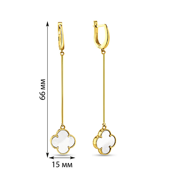 Длинные серьги-подвески из желтого золота с перламутром (арт. 107894/15жп) – изображение 2