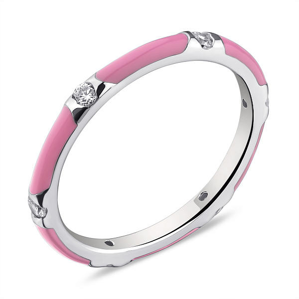 Кольцо из серебра с фианитами и эмалью (арт. 7501/6754ер) – изображение 1