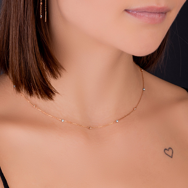 Кольє з червоного і білого золота з кульками (арт. 360178кб) – зображення 2