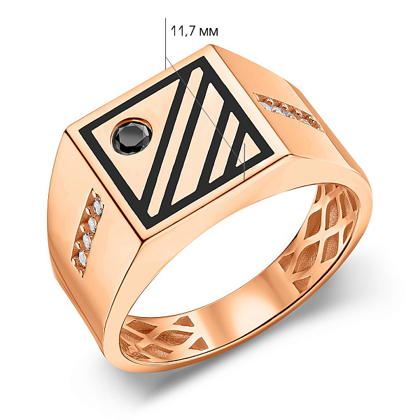 Золотая печатка с эмалью (арт. 180501ч) – изображение 5