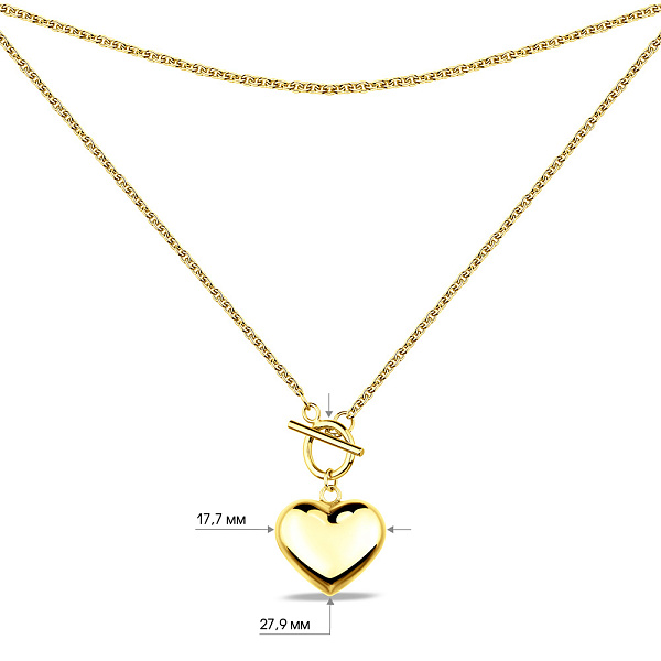 Серебряное колье Сердце без камней (арт. 7507/2183ж) – изображение 3
