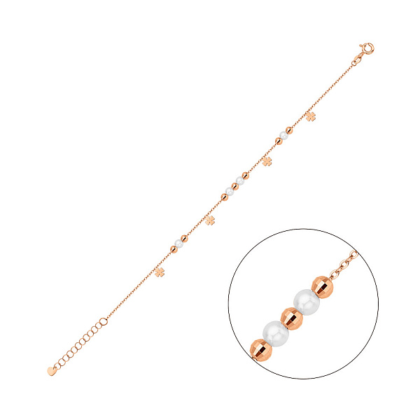 Золотой браслет с подвесками и жемчугом (арт. 326218прлб) – изображение 1