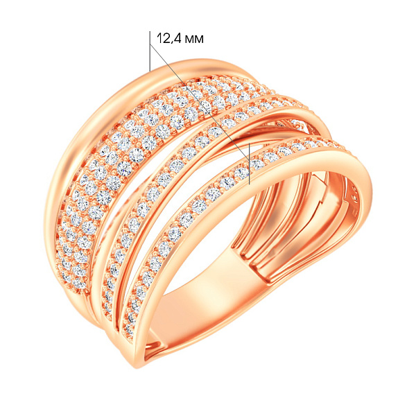 Широкое кольцо Синергия из золота с фианитами (арт. 140855) – изображение 4