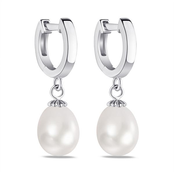 Серьги-подвески из серебра с жемчугом (арт. 7502/4012жб) – изображение 1