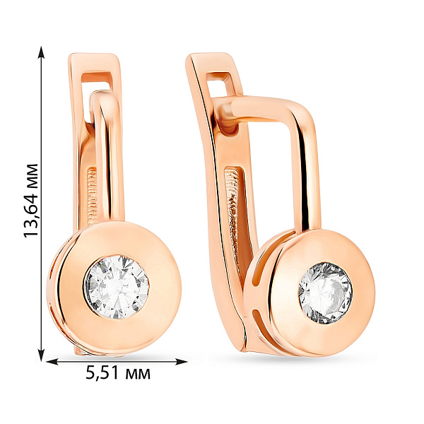 Сережки для дітей з червоного золота з фіанітами (арт. 107729) – зображення 2
