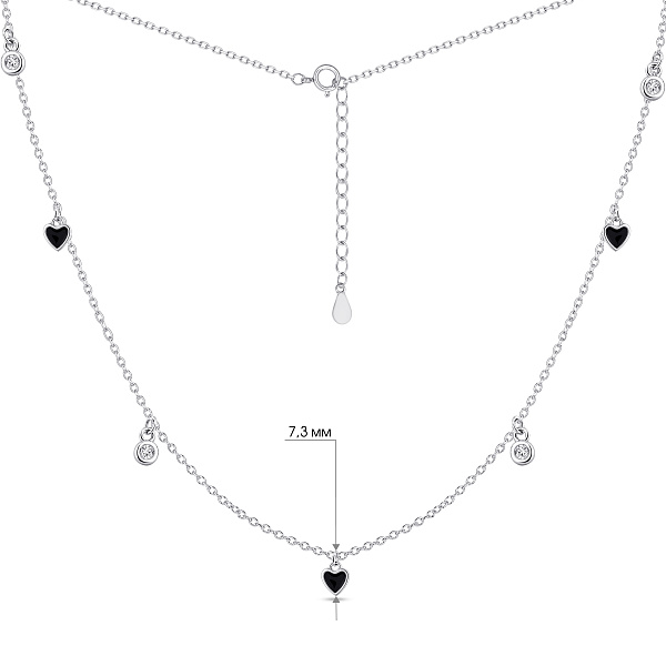 Серебряное колье с подвесками сердечка и фианитами (арт. 7507/2482еч) – изображение 3