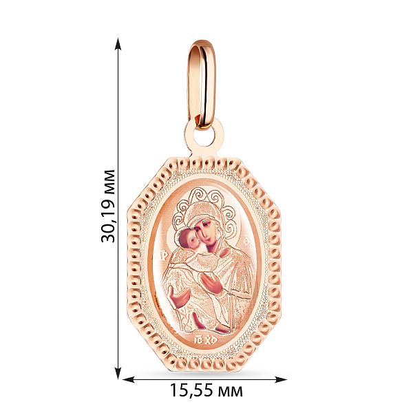 Ладанка золотая Божия Матерь «Владимирская» (арт. 421677В) – изображение 2