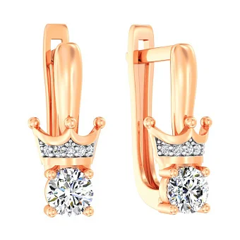 Дитячі сережки "Корона" з червоного золота (арт. 110817)