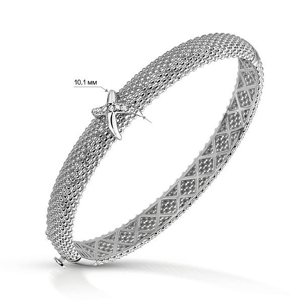 Жорсткий браслет з білого золота з фіанітами (арт. 3261321б) – зображення 2