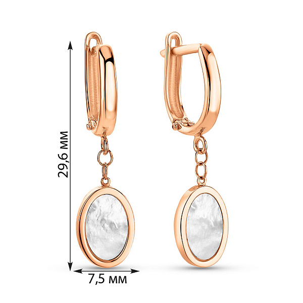 Серьги Лýна из красного золота с перламутром (арт. 109515п) – изображение 5