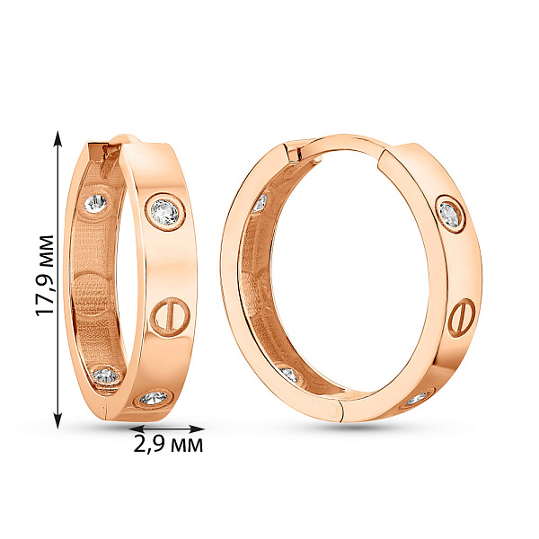 Сережки-кільця з червоного золота з фіанітами (арт. 106110/20) – зображення 4