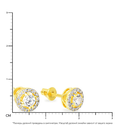 Золотые серьги пусеты с фианитами (арт. 110243ж)