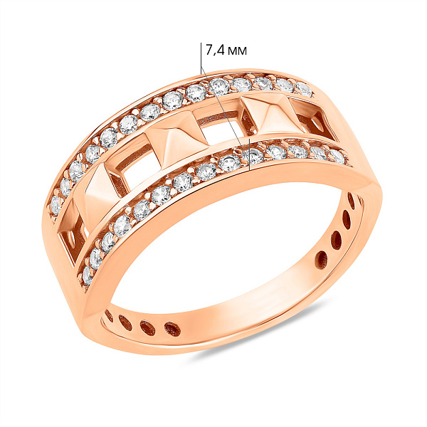 Кольцо из красного золота с фианитами (арт. 156382) – изображение 4