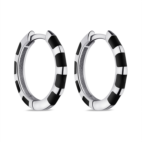 Срібні сережки з чорною флуоресцентною емаллю (арт. 7502/А236ечсю) – зображення 1