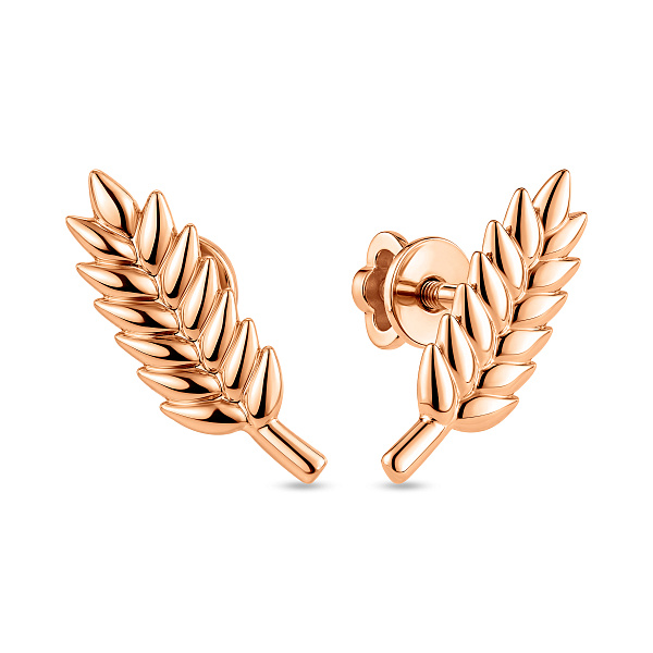 Серьги-пусеты Колосок из красного золота (арт. 220601Д) – изображение 1