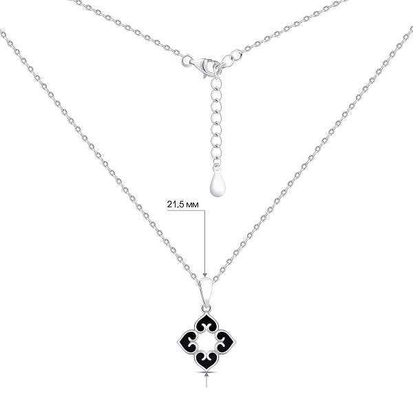 Серебряное колье Цветок с ониксом (арт. 7507/2380о) – изображение 3