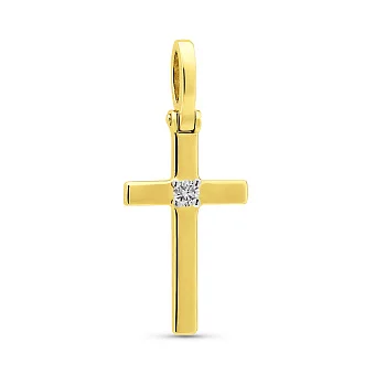 Хрестик з жовтого золота з діамантом (арт. П011022ж)