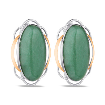 Фото Серьги серебряные с нефритом (арт. 7202/307нфрсп)