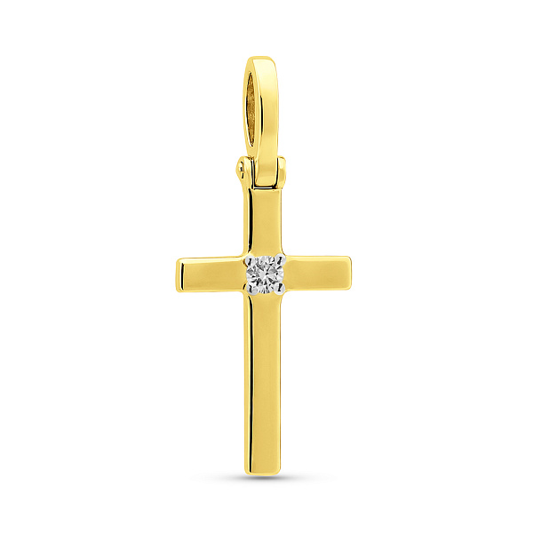 Хрестик з жовтого золота з діамантом (арт. П011022ж) – зображення 1