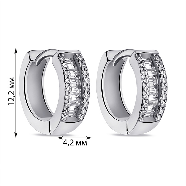 Серебряные серьги-кольца с фианитами (арт. 7502/9543/10) – изображение 2